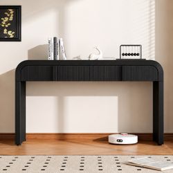 55 in. Black Console Table