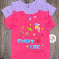 New Baby Girl Size 12 Month Sweet Life 2-Piece Purple T-Shirt Set
