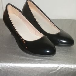 Black And Patton Leather Shoes High Heels Size 5