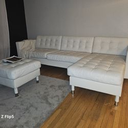 Leather Sectional & Ottoman 