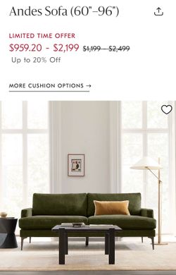West Elm Andes Sofa  with matching bench