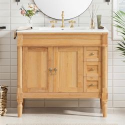 Homy Casa 36" Bathroom Vanity with Ceramic Sink for Bathroom Storage Open Box