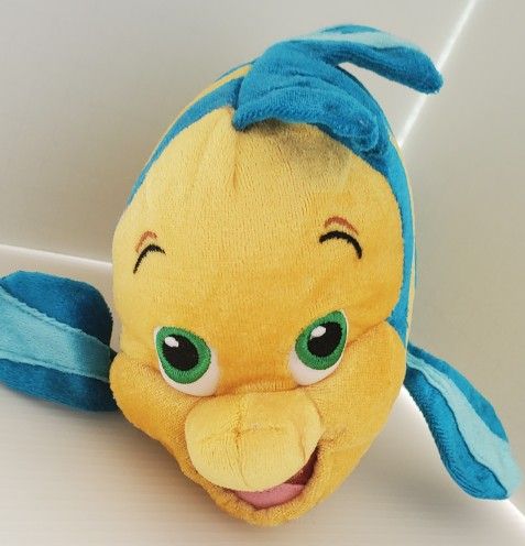 Disney Parks FLOUNDER Plush The Little Mermaid Stuffed Animal Blue Yellow Fish