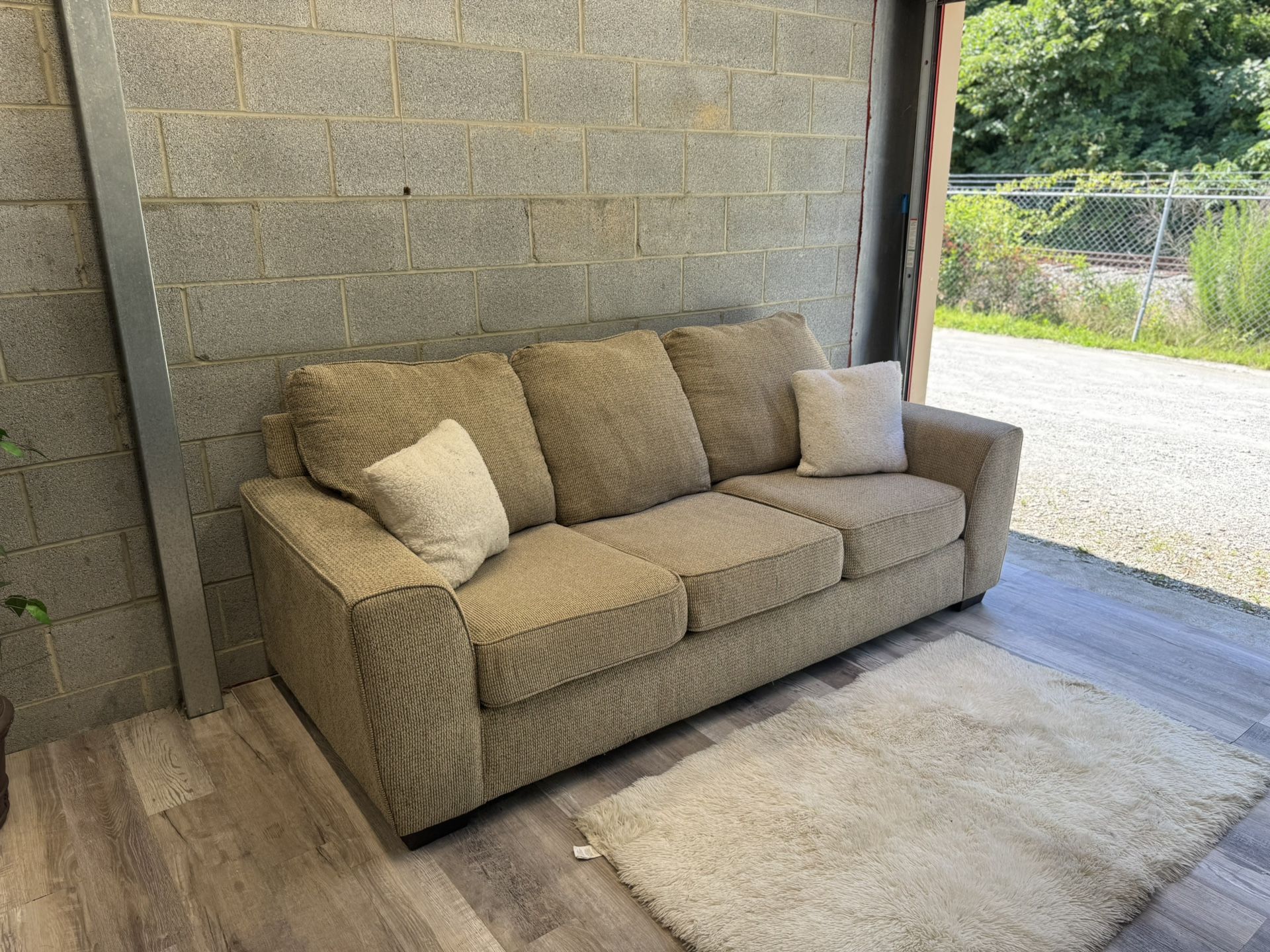 (Delivery) Beige 3-Seater Sofa / Couch