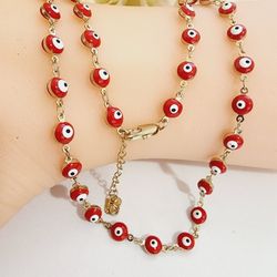 14k Gold Plated Red Evil Necklace