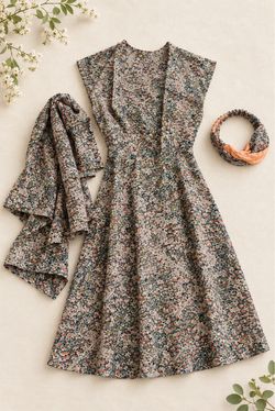 Kimono dress, scarf and headband