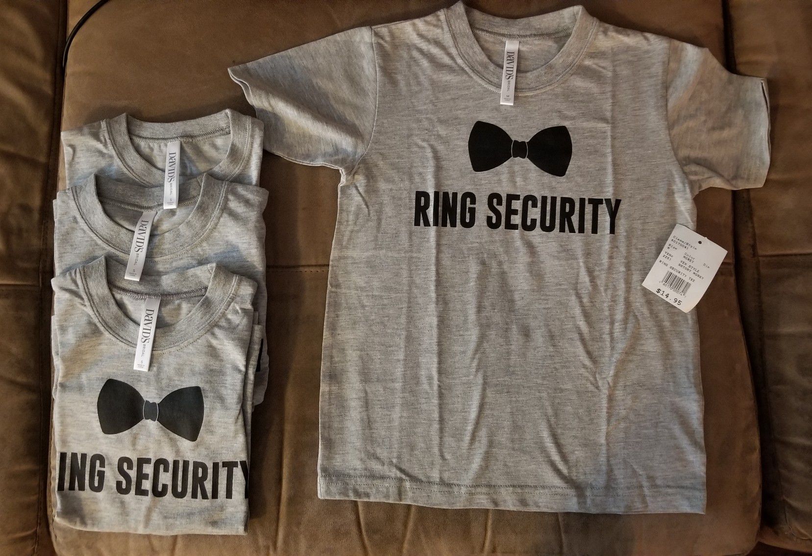 David's Bridal "Ring Security" T-shirts For wedding RING BEARER
