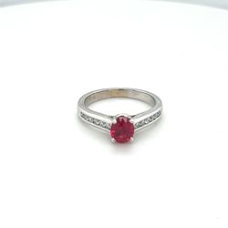 14k White Gold Pink Sapphire Ring