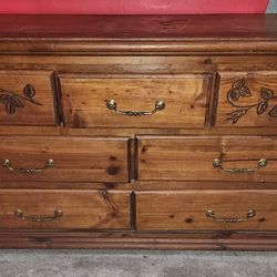 Vintage Carved Rose Designed Low Boy Dresser