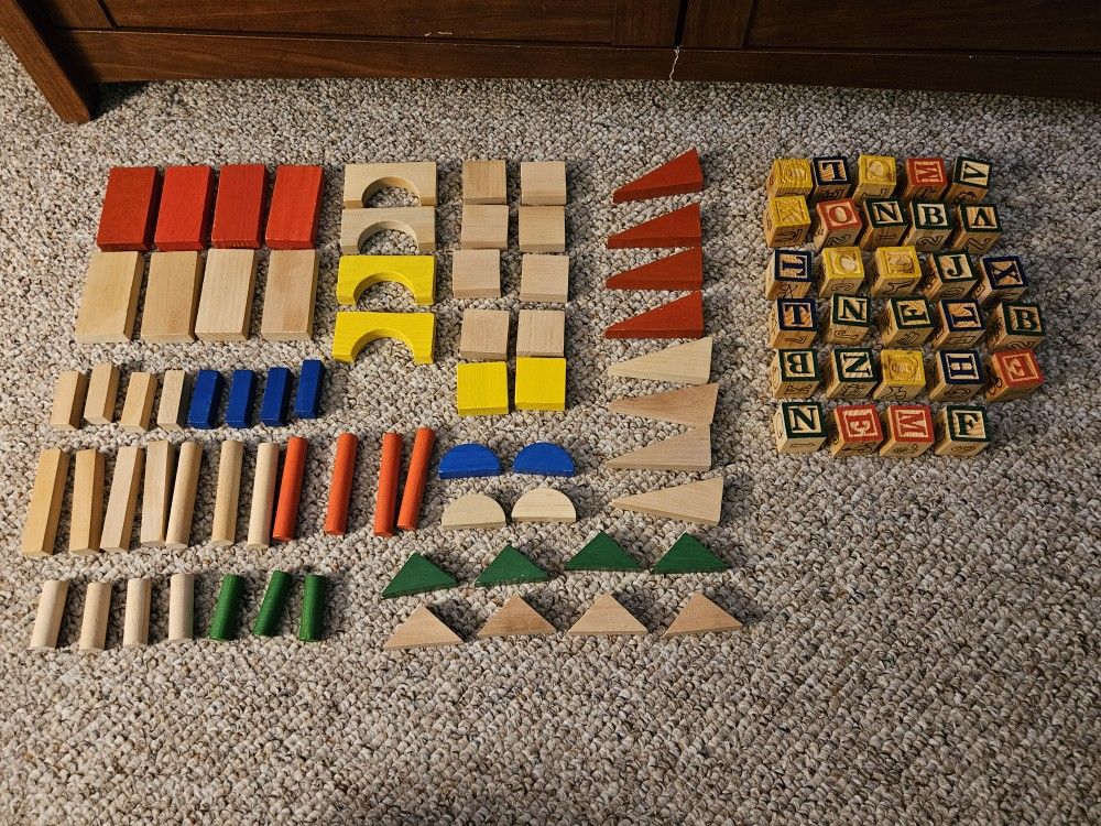 Wooden Letters Blocks And Shapes