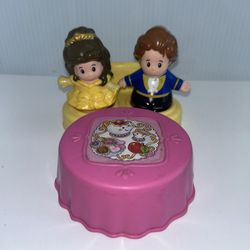 Fisher Price Little People Belle and Prince Adam with Bench Seat & Table