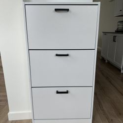 White 16 Pairs Shoe Storage Cabinet