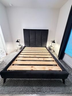Joybird Queen Bed Plush Velvet (Lotta style) With Mattress Excellent Condition $2,900 Original