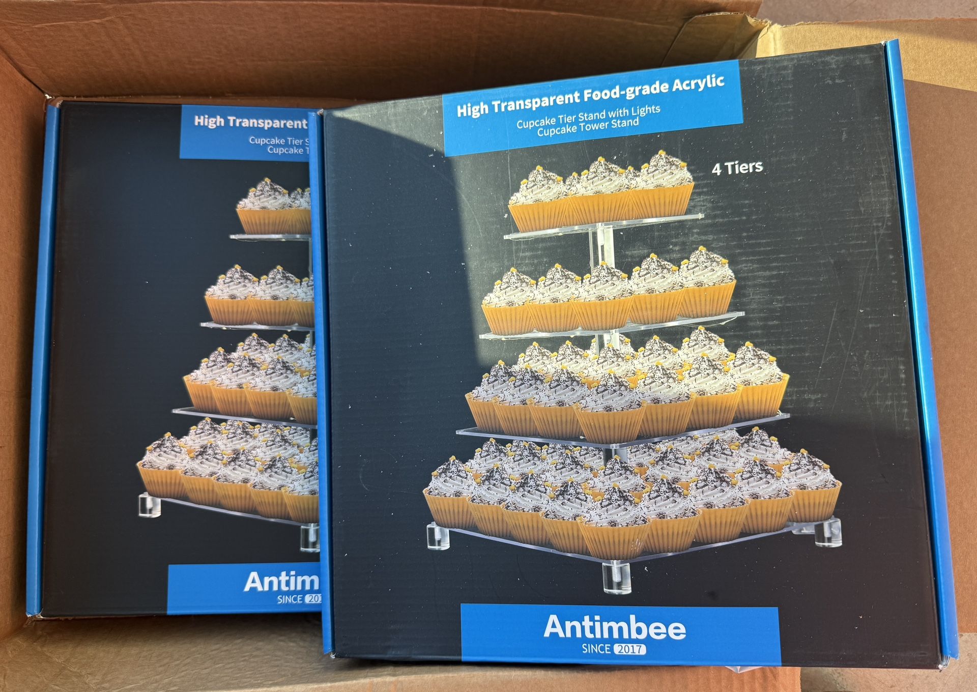 Two - 4 Tier Clear Cupcake Stands with LED lights