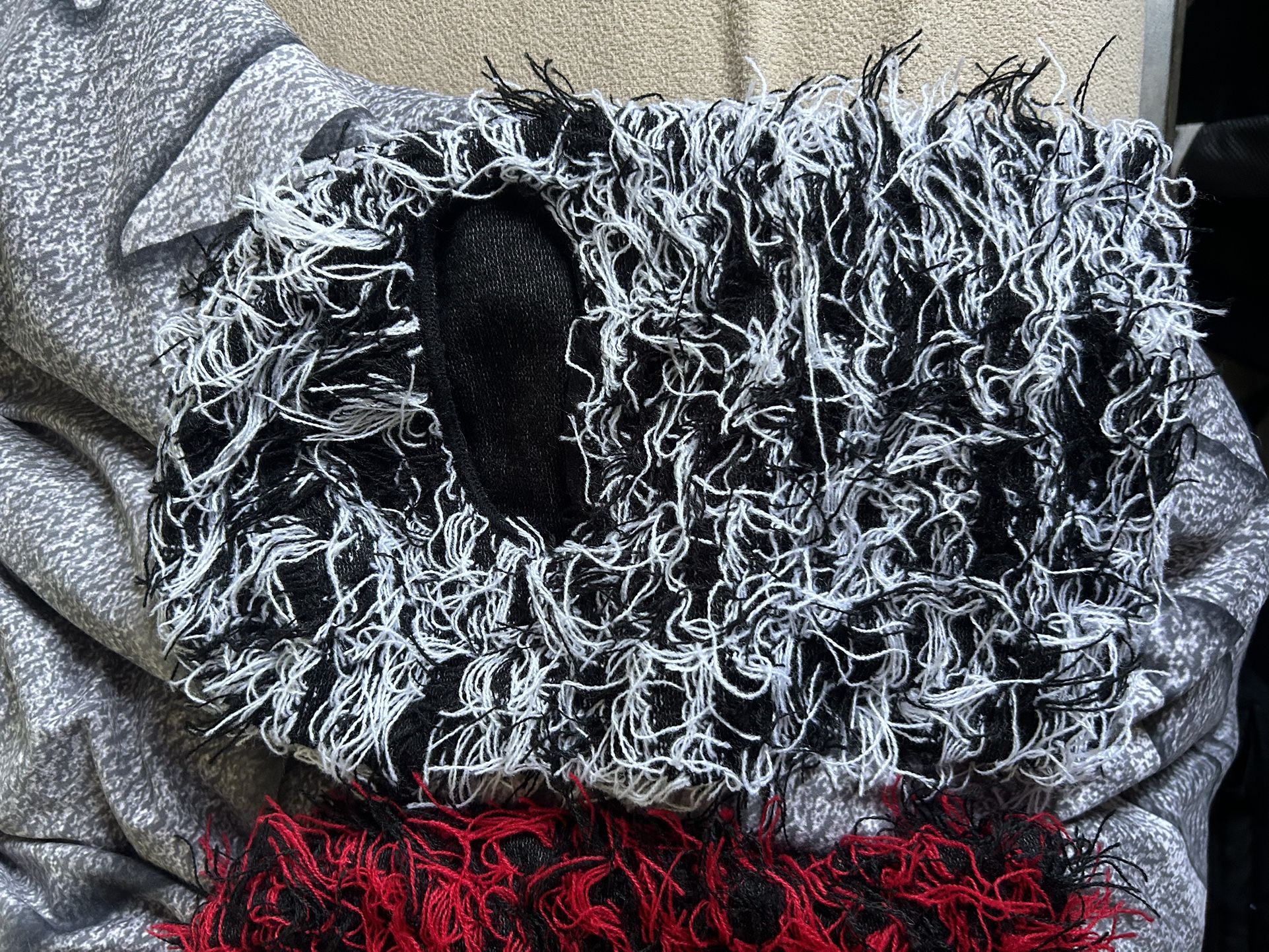 WHITE FURRY SKI MASK