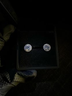 Moissanite Diamond Round Pave Earrings 6.5mm