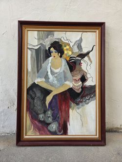 Large Vintage Female Figure Painting