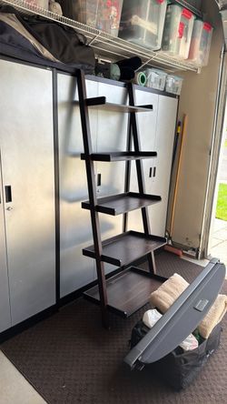 Dark Brown Ladder Shelf Bookcase