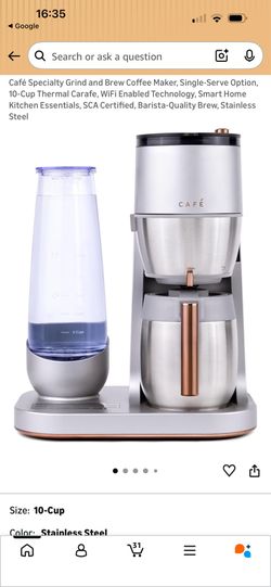 GE Cafe Specialty Grind & Brew Coffee Maker - Stainless Steel