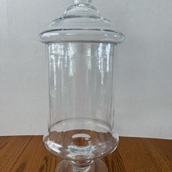 GLASS APOTHECARY JAR w/LID & PEDESTAL