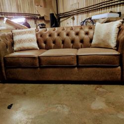 Tufted sofa and loveseat