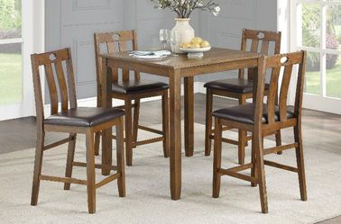 Transitional style, medium brown finish 5 pc counter height dining set