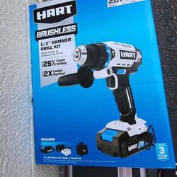 HART 20-Volt Brushless 1/2
Inch
Hammer Drill Kit