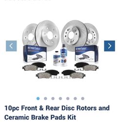 10pc Front & Rear Disc Rotors and Ceramic Brake Pads Kit