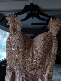 Gold Sequined Prom Dress