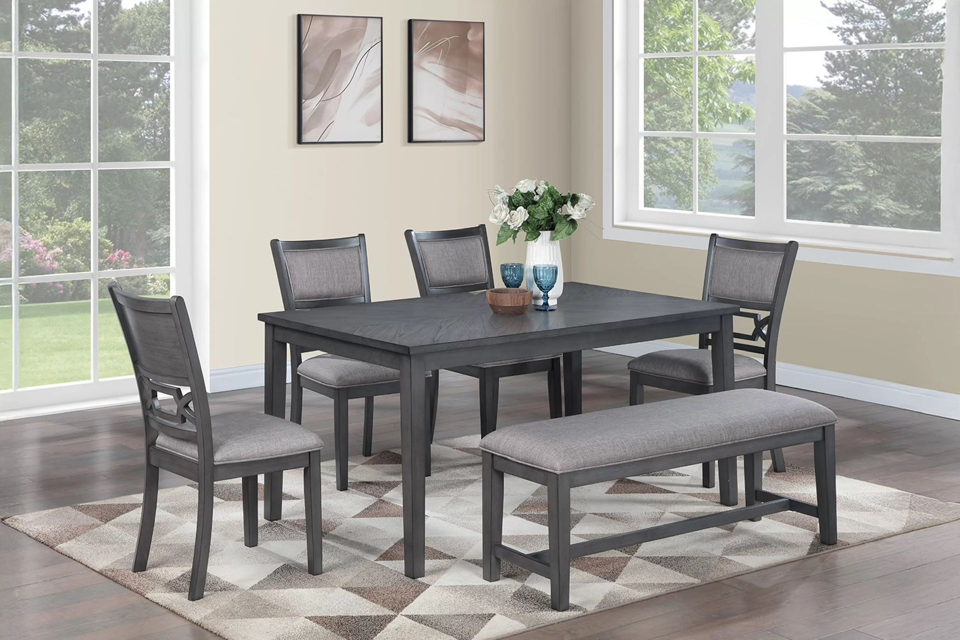 38x60 DINING TABLE WITH CHAIRS AND BENCH