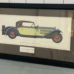 Vintage Austro Daimler Fantini Car Lithograph Print 1931 Framed Matted 24x12"