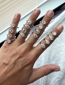 Bachelorette Adjustable Faux Solitaire Diamond Engagement Rings (set of 16)