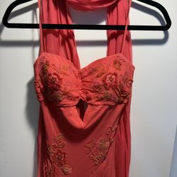 Coral Wedding Guest Dress Gown 