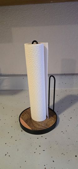 Paper Towel Holder with Wood Base