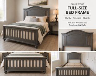 Solid wood full bed frame