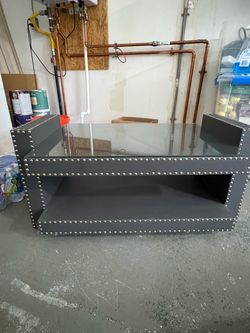 SAFAVIEH Garson Faux Leather Grey Coffee Table