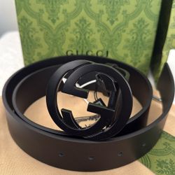 Gucci Belt GG Imprime Interlocking G Black Buckle  size  36