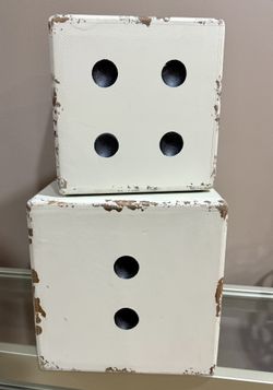 Rustic Off White Oversized Single Sided Dice Decor - Set of 2.  