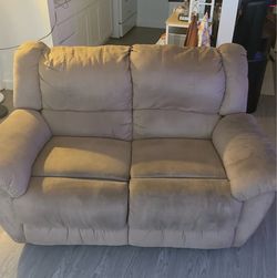 Tan Microfiber Reclining Loveseat