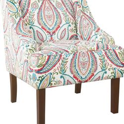 Brand New HomePop Classic Swoop Arm Accent Chair, Bold Paisley Print