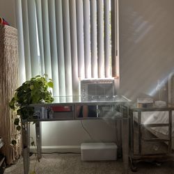 Mirrored Vanity And Nightstand 