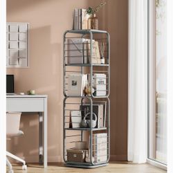 VASAGLE 4-Tier Steel Rotating Bookshelf Shelf