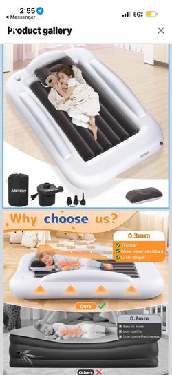 Toddler Size Inflatable Travel Toddler Bed With Pillow And Pump 