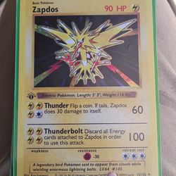 ZAPDOS 1ST EDITION BASE SET & SHADOWLESS 