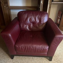 Red Leather Couch And Chair