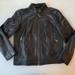 Michael Kors - Women Large - Authentic Leather Motorcycle Moto Jacket (I Sized Up For A Looser Fit!)