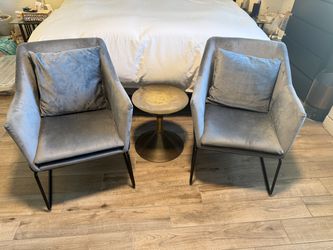 Set of 2 DHP Avery Gray Velvet Accent Chairs – Modern Metal Frame