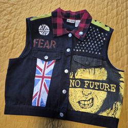 Black Denim Punk Vest