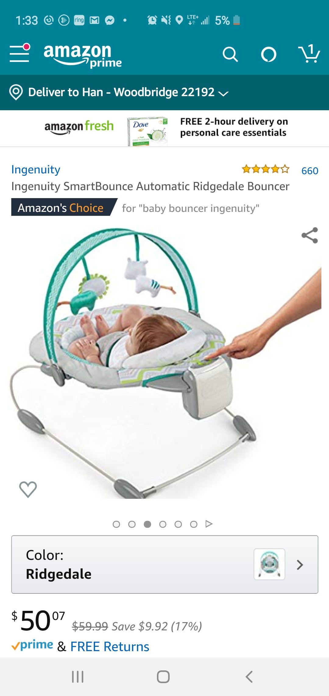 Ingenuity baby bouncer