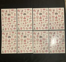Pink Paris Temporary Tattoos 200+ Paris Coquette Bow Themed Party Favors French